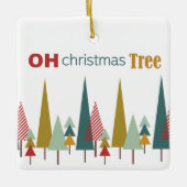 レトロホワカラフルイトクリスマスツリーホリデイ セラミックオーナメント (正面)