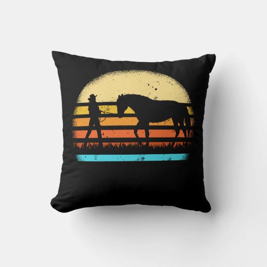 レトロホースショー乗馬ヴィンテージ女性のカーボーイ クッション (正面)