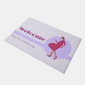 レトロホープ好き踊りパープルパーソナライズされた ドアマット (アングル)