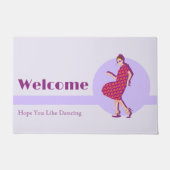 レトロホープ好き踊りパープルパーソナライズされた ドアマット (正面)