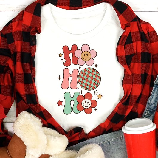 レトロホーホーカラフルフラワークリスマス トライブレンドTシャツ