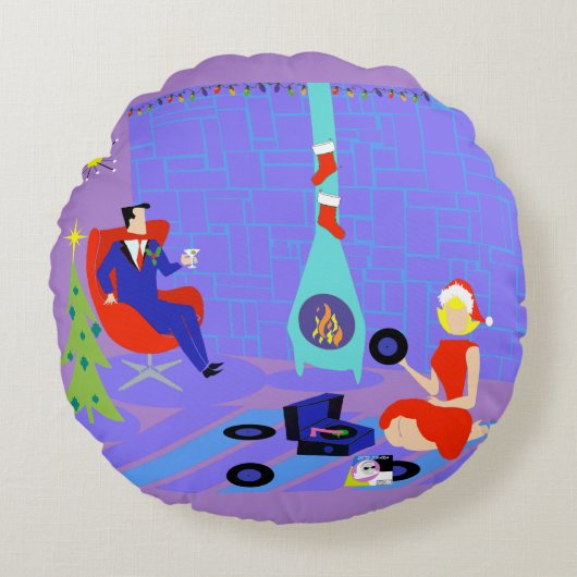 レトロホームフォーザホリデーズラウンドピロー ラウンドクッション (正面)