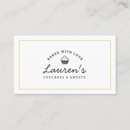 レトロホームモダンベーカリーロゴカップケーズスイーツカフェ 名刺