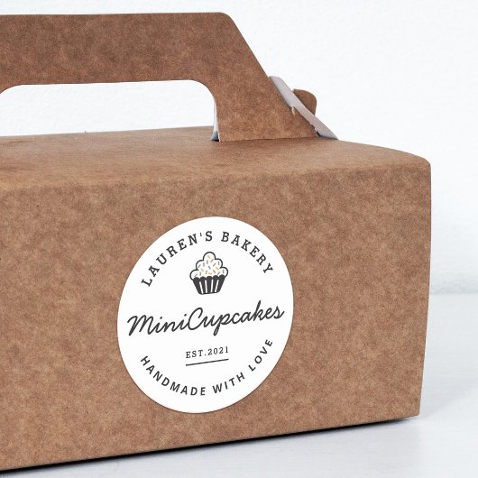 レトロホームモダンベーカリーロゴホームメイドカップケーキ ラウンドシール