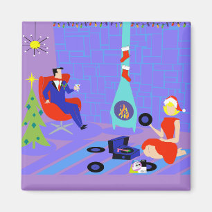 レトロホームfor the Holidaysクリスマスマグネット マグネット