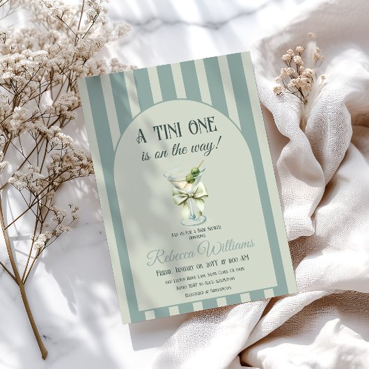 レトロボウティニワンオリーブmartiniベビーブシャワー 招待状