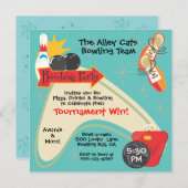 レトロボウリングチームリーグパーティー 招待状 (正面/裏面)