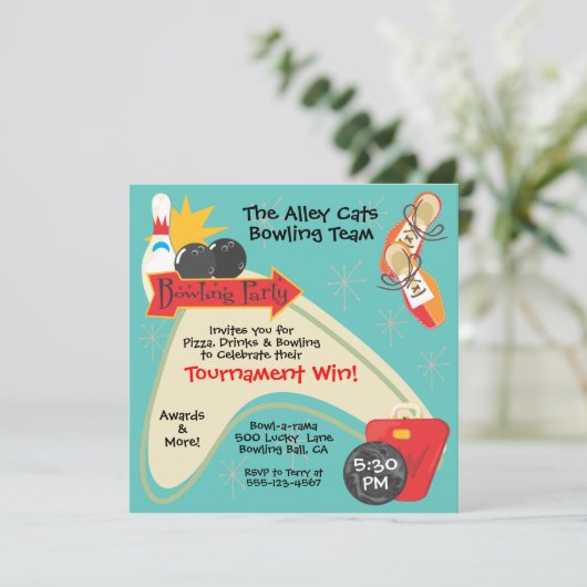 レトロボウリングチームリーグパーティー 招待状 (スタンド正面)