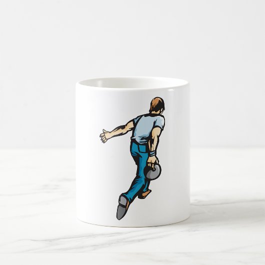 レトロボウリングプレイヤー ボールを投げる コーヒーマグカップ