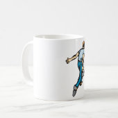 レトロボウリングプレイヤー ボールを投げる コーヒーマグカップ (正面左)