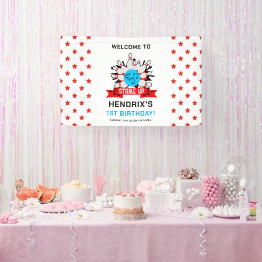 レトロボウリング子供の1歳の誕生日パーティー 横断幕 (パーティー)