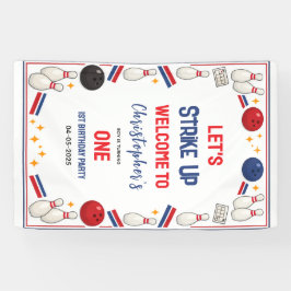 レトロボウリング1歳の誕生日 - 楽しい子供たち 横断幕