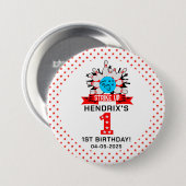 レトロボウリング こども 1歳の誕生日パーティー 缶バッジ (正面&裏面)