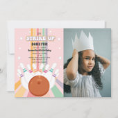 レトロボウリング キッズ バースデー フォト 招待状 (正面)