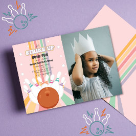 レトロボウリング キッズ バースデー フォト 招待状