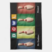 レトロボウル、チームボーリングタオル キッチンタオル (縦)