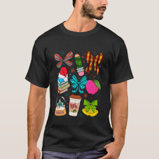 レトロボウ教師クリスマスバッファローチェックXmasメンズ Tシャツ
