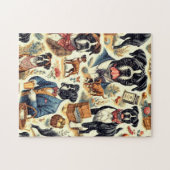 レトロボクサードッグイラストレーション ジグソーパズル (横)