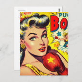 レトロボクシングガール漫画 ポストカード (正面/裏面)