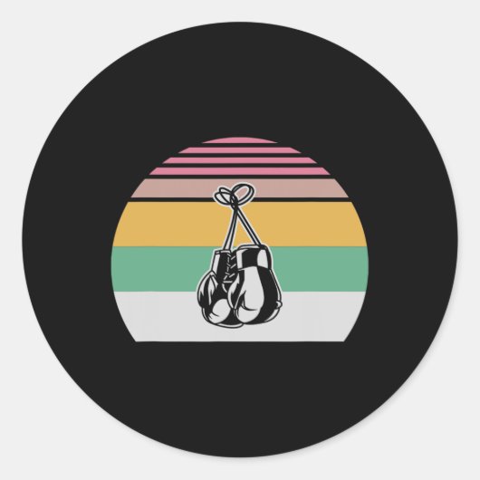 レトロボクシンググローブサンセットデザイン2 ラウンドシール (正面)