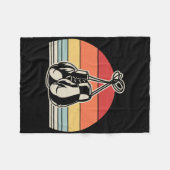 レトロボクシング手袋ヴィンテージサンセットデザイン フリースブランケット (正面(横))