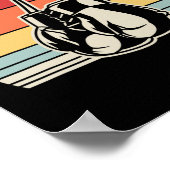 レトロボクシング手袋ヴィンテージサンセットデザイン ポスター (角)