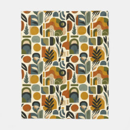 レトロボタニカジオメトリカ フリースブランケット