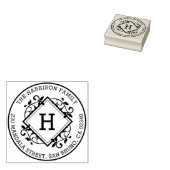 レトロボタニカルラウンドファミリーネーム&差出人住所 ラバースタンプ (押印)