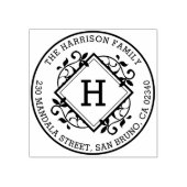 レトロボタニカルラウンドファミリーネーム&差出人住所 ラバースタンプ (インプリント)