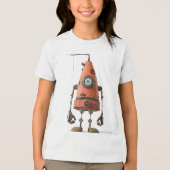 レトロボット片目 – Rusty Orange Droid トライブレンドＴシャツ (正面)