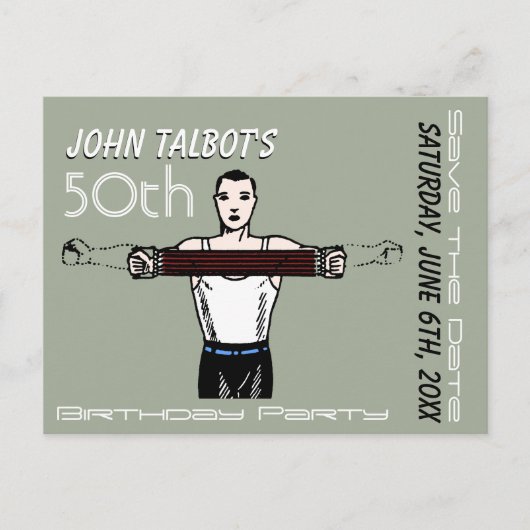 レトロボディビル50th誕生日日付の保存 案内ポストカード (正面)