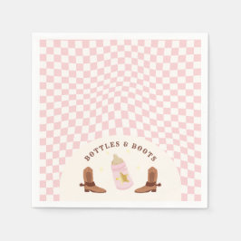 レトロボトルとブーツ女性のカーボーイベビーシャワー スタンダードカクテルナプキン