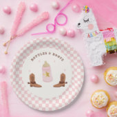 レトロボトルとブーツ女性のカーボーイベビーシャワー ペーパープレート (パーティー)