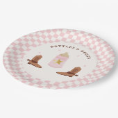 レトロボトルとブーツ女性のカーボーイベビーシャワー ペーパープレート (アングル)