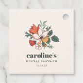 レトロボヘミアフローラ新しいカスタムブライダルシャワー フェイバータグ (裏面)