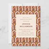 レトロボヘミアンオータムテラコッタフローラ卒業 招待状 (正面)