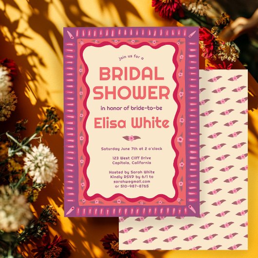 レトロボホおもしろい手作りカスタムブライダルシャワー 招待状