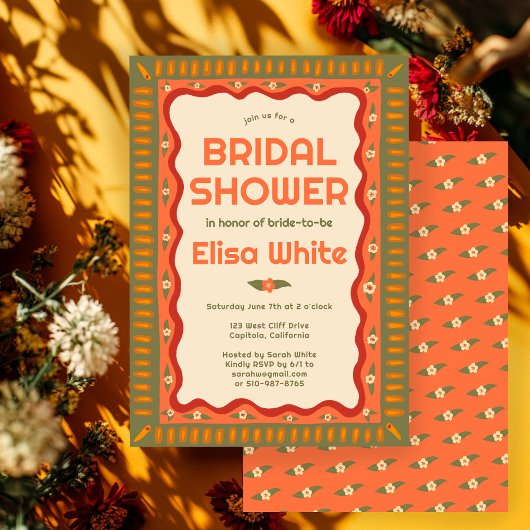 レトロボホおもしろい手作りカスタムブライダルシャワー 招待状