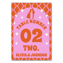 レトロボホアーチピンクオレンジカップルの写真 テーブルナンバー