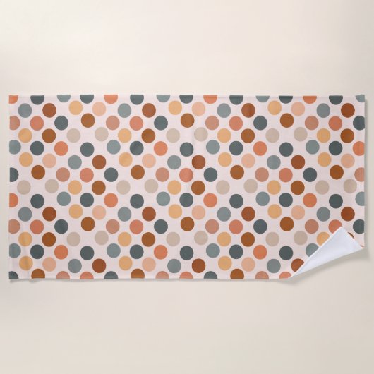 レトロボホウォーターカラードットニュートラル ビーチタオル (正面)