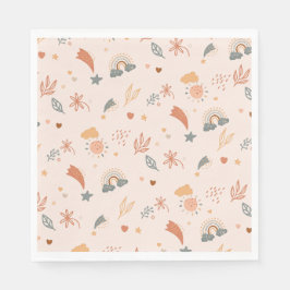 レトロボホウォーターカラーレインボーニュートラル スタンダードランチョンナプキン