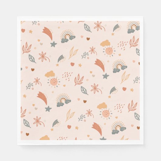 レトロボホウォーターカラーレインボーニュートラル スタンダードランチョンナプキン (正面)