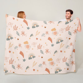 レトロボホウォーターカラーレインボーニュートラル フリースブランケット