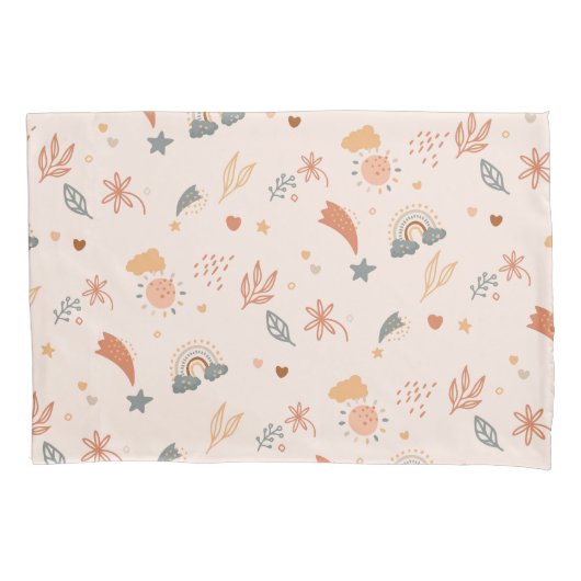 レトロボホウォーターカラーレインボーニュートラル 枕カバー (正面)