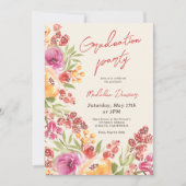 レトロボホウォーター色フローラ3枚の写真卒業 招待状 (正面)