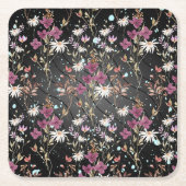 レトロボホエレガントワイルドフラワー スクエアペーパーコースター (正面)