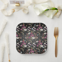 レトロボホエレガントワイルドフラワー ペーパープレート