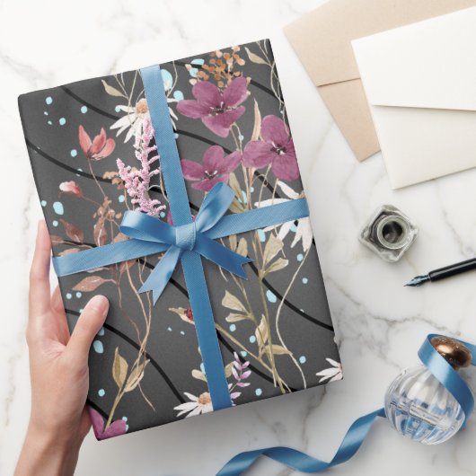 レトロボホエレガントワイルドフラワー ラッピングペーパー (ギフト)