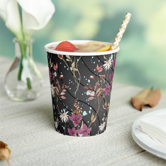 レトロボホエレガントワイルドフラワー 紙コップ (インサイチュ)