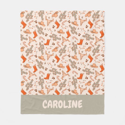 レトロボホカスタムウエスタンクリスマスデザートカボス フリースブランケット (正面)